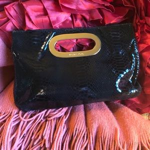 Michael Kors snakeskin leather clutch